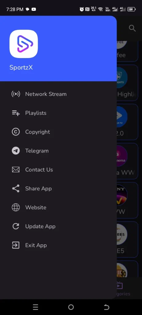 Sportzx TV App Screenshot 