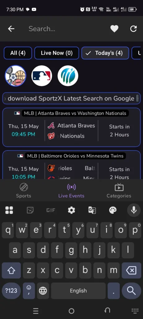 Sportzx TV App Screenshot 